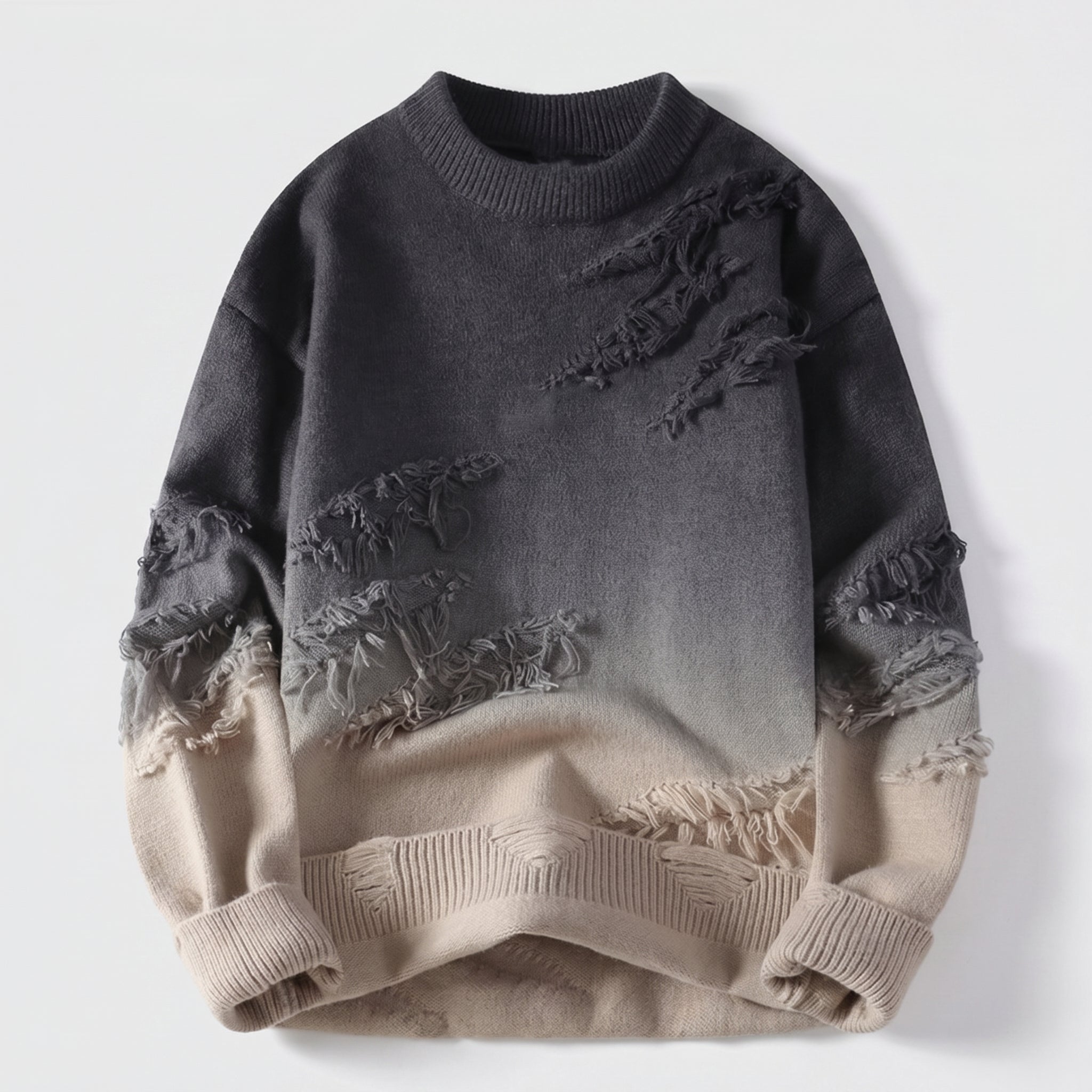 PRACTS Urban Verblasstes Distressed Rundhals-Sweatshirt
