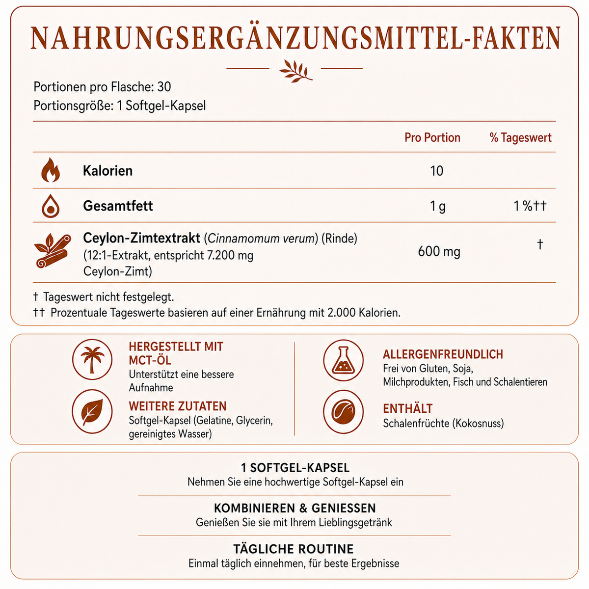 PRACTS Ceylon-Zimt, entsprechend 7.200 mg, mit MCT-Öl